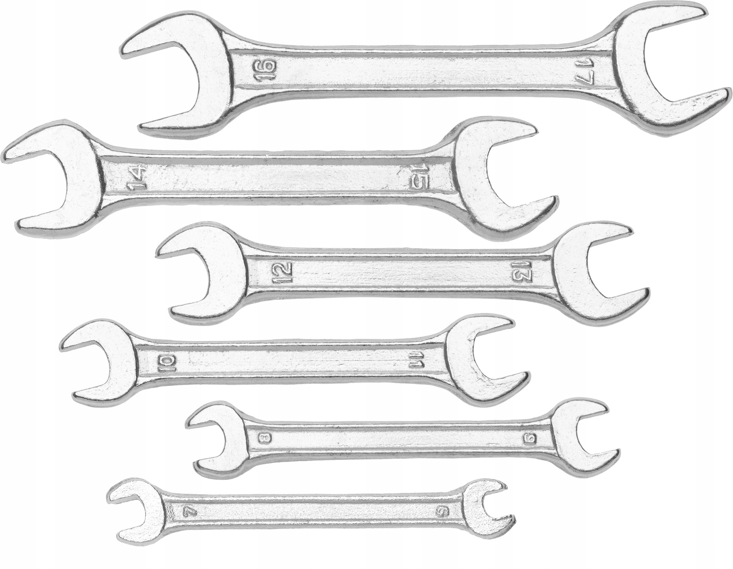 Zestaw kluczy płaskich 6–17 mm, dwustronne, 6 szt.
