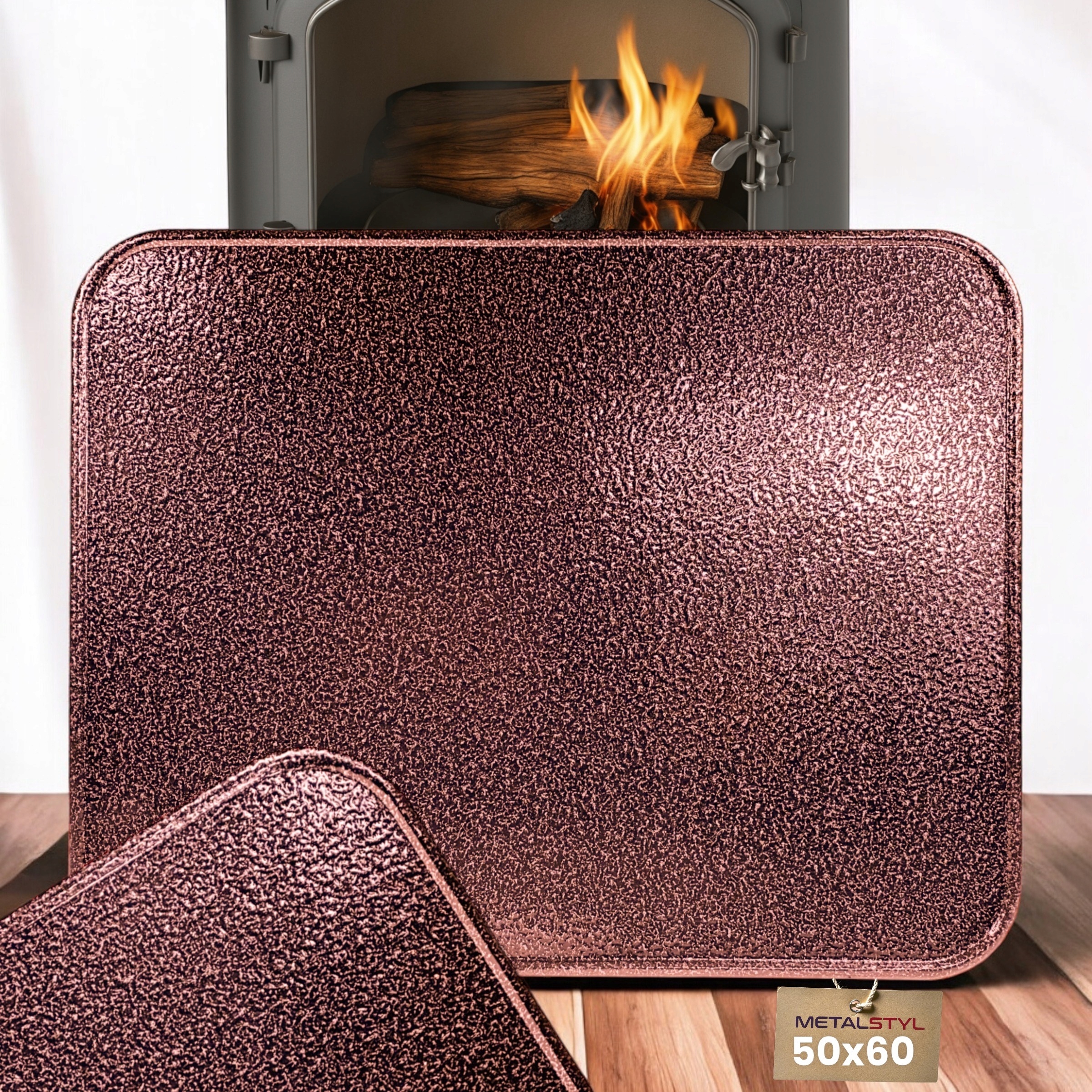 Blacha pod piec, kominek, kozę i grill przedpiecowa ochronna 50 × 60 miedź